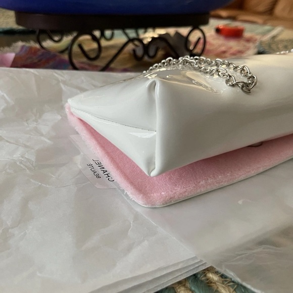 Chanel Precision White Patent Leather with Teddy Bear Barbie Pink Logo - Picture 8 of 16